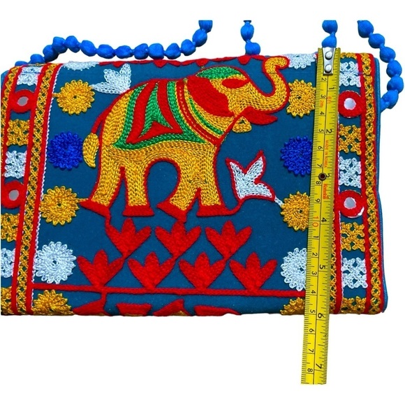 Handmade Ethnic Embroidered Banjara foldover Clutch/ Purse-Crossbody Bag - Picture 7 of 9